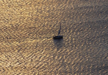 Sailing at Sunset - oasis, lake, sailing, sailboat, boat