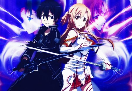 Kirito & Asuna - pretty, girl, anime, sword art online