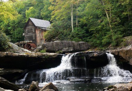 Mill - nature, waterfalls, forest, mill