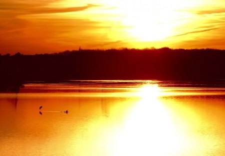 Glory - lake, landscape, scenery, sunrise, glory