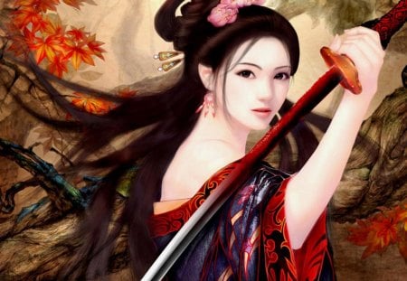 Female Warrior - fantasy, female, woman, sword, asian