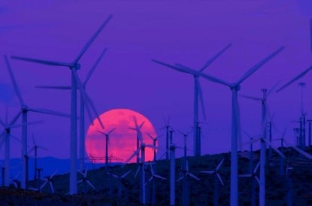 RED MOON - moon, rising, windmills, might