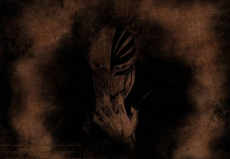 Ichigo Kurosaki - anime, ichigo, kurosaki ichigo, dark, mask, brown background, bleach, ichigo kurosaki, vizard