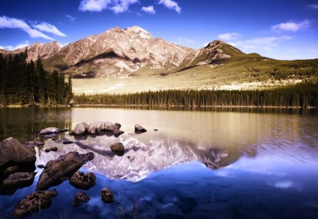 Superb Mountain Photo - photo, lake, mountain, reflection