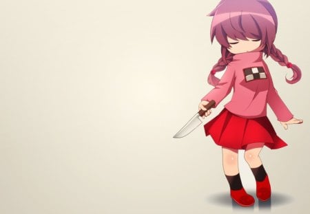 Anime - white, anime, skirt, knife