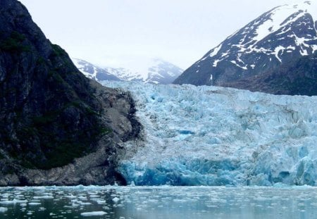 glacier - mountains, ice, water, snow