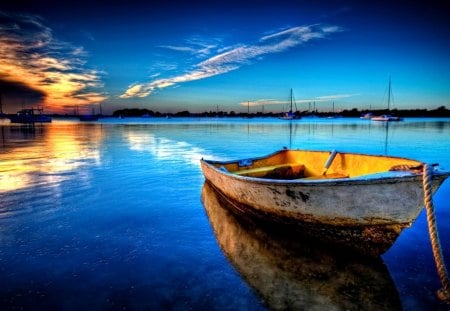 Blue atmosphere - summer, blue, reflection, crystal, shore, riverbank, waters, lake, nice, atmosphere, sky, clouds, beautiful, mirrored, lovely, lakeshore, river, nature, clear