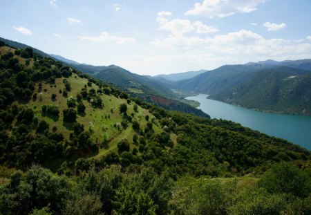 Aliakmonas river - sky, trees, pic, image, clouds, river, green, photograph, aliakmonas, wallpaper, greece, nature, picture, wall, blue, colors, photo