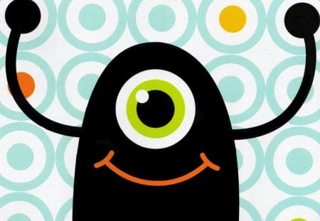 One Eyed Monster - ghost, one eye, monster, smile, cute, happy