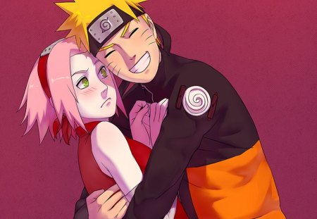 very happy - narusaku, hug, naruto, sakura