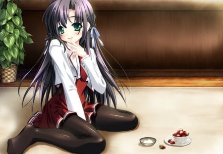 Anime - girl, female, anime, long hair, ribbon