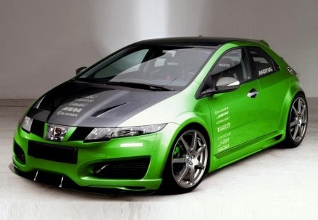 green honda - cars, green honda, honda, tuned cars