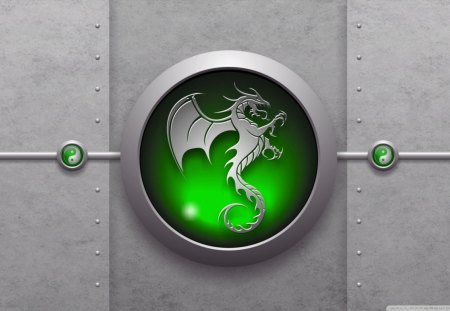 dragon g - black and white, green abstract, animals, dragons