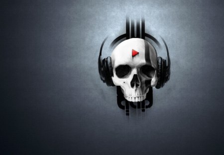 skull,music - faces, headphones, eyes, music, skulls