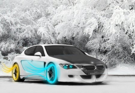 bmw - tuned car, cars, winter, snow, bmw