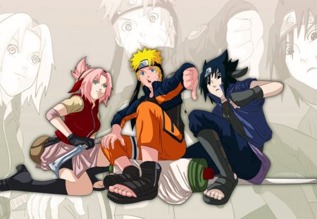 sakura,naruto and sasuke - sasuke, sakura, naruto, team 7