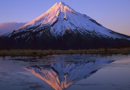 Blue Mountain Background - snow, reflection, blue, mountain