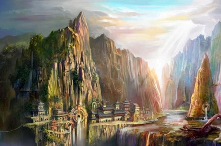 Fantasy Land - abstract, art, mountain, digital, land, fantasy