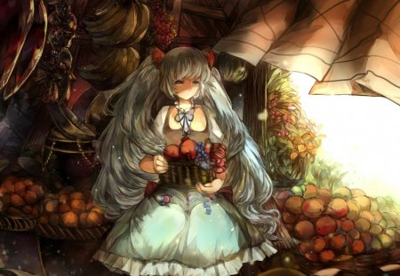 Vocaloid - girl, anime, vocaloid, fruits