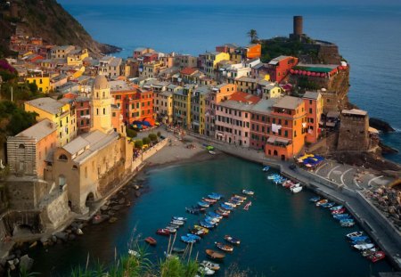 Lovely town view - nice, italy, water, cascade, port, view, pretty, houses, lake, boats, summer, lovely, nature, pier, town, blue, beautiful, city, sea, horizons, europe, destination