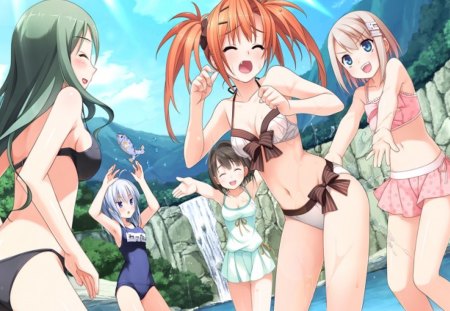 Free Time in Holiday - imouto katachi, game, girl, bikini, holiday, free time, squad