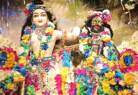 Sri Sri Krishna Balarama - festival, deity, religious, radha, balarama, krishna, mandir, idol, janmastami, iskcon, hindu god, worship, usa, hari haladhari, flower dress, queens, temple, marble, new york