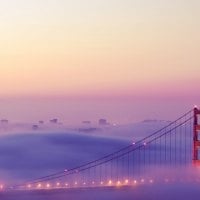 Foggy Golden Gate Bridge at Sunset