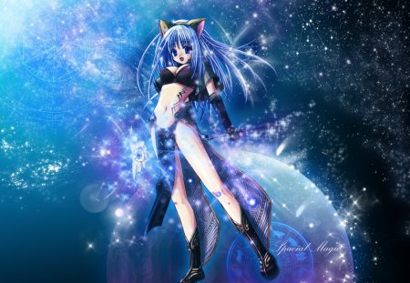 Special Magic - girl, space, magic, blue hair