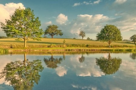 Lake-reflection - lake, water, reflection, nature