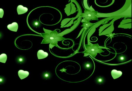 A Mood In Green - green theme, green dream, green hearts and flowers, greenscape