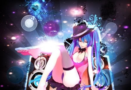 Vocaloids - music, blue, hatsune, vocaloids, pink