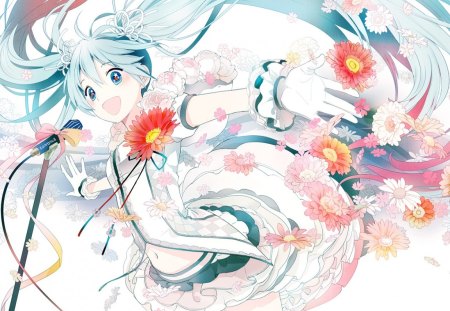 Popstar - flowers, hatsune miku, vocaloid, stars