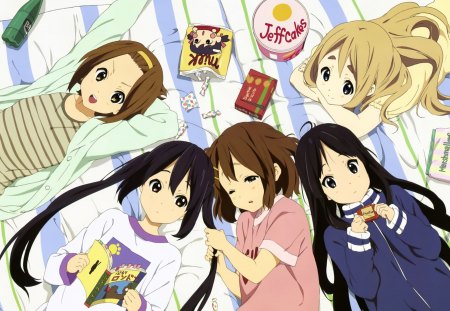 Sleepover - k-on, ritsu, azusa, mio, yui