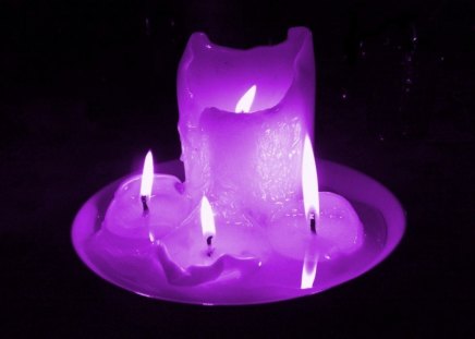 Candle - candle, purple, romantic, light, fire, violet