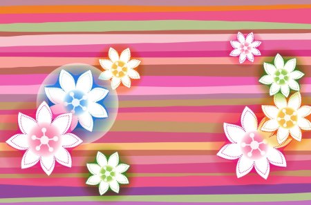 Stripped Flowers - abstact, pink, stripes, petals, colorful, flowers