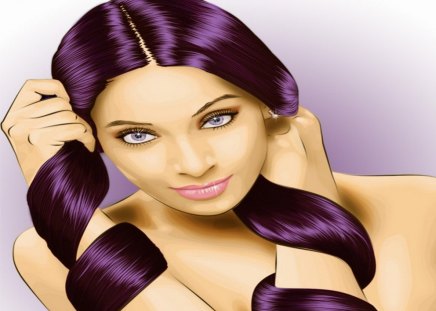 Shades of purple - woman, highlites, beauty, purple, hair