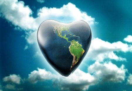 Heart-Shaped Earth - fantasy, earth, abstract, heart