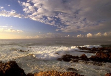 seashore at big sur california - clouds, shore, waves, sea, rocks