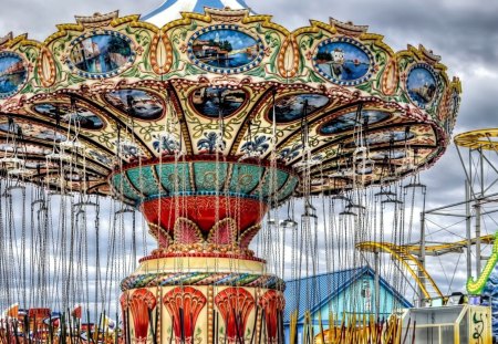 dream ride hdr - amusement park, carousel, hdr, paintings