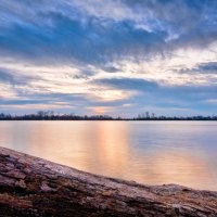 old log on a lake