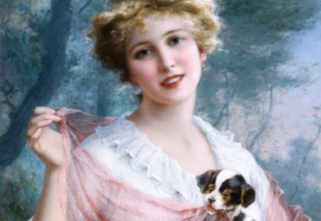 Graceful Lady Painting For Rita(PPS.FANATIC) - woman, painting, dog, beautiful