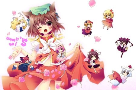 Touhou - touhou, chibi, anime, food, cute, dress