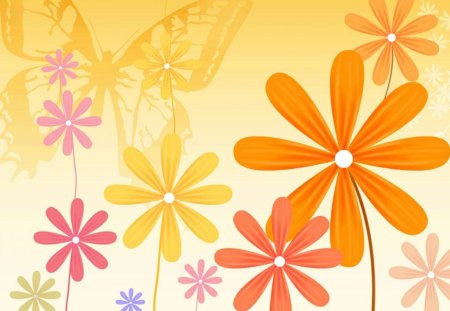 Family 2d Leaf - flowers in colour, colors, 2d