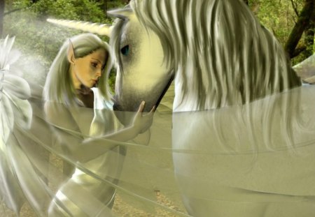 Endless Love - elfin angel, love, unicorn