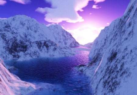 Syrene Sunset - mountains, sunset, snow