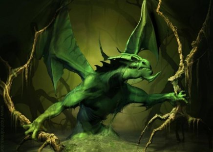 Swamp Dragon - swamp, green dragon