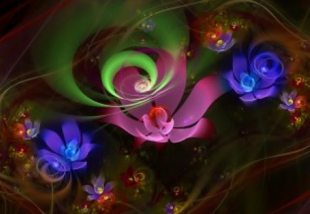 Flower Swirls - abstract, flowers, swirls, 3d