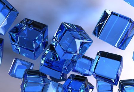 Icecubes - ice, 3d, blue