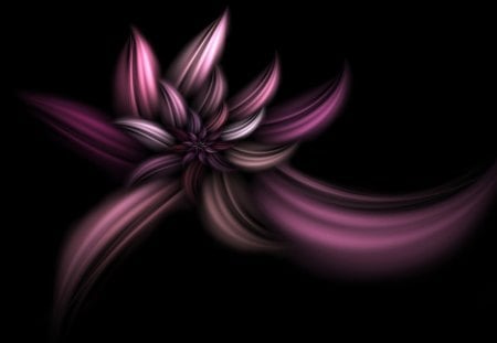 Awesome Fractal Flower - fractal, purple, dark, light, black background, flower