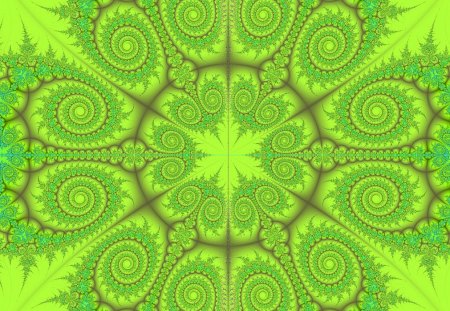 The Green - swirls, star, spirals, design, green